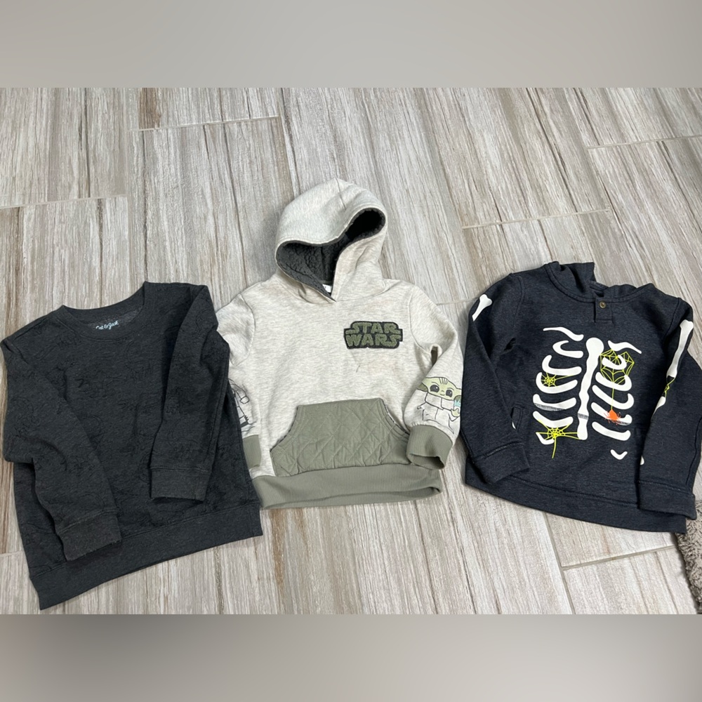Cat & Jack Star Wars, Dinosaur and Skeleton Sweatshirts- Black, Gray, Cream